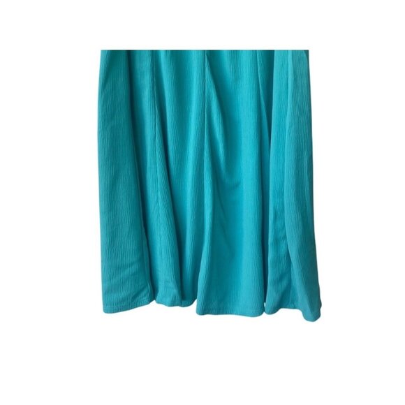 Susan Graver Midi Skirt L Pull On Pleated A-Line Aqua Turquoise Beach Coastal - Picture 3 of 9